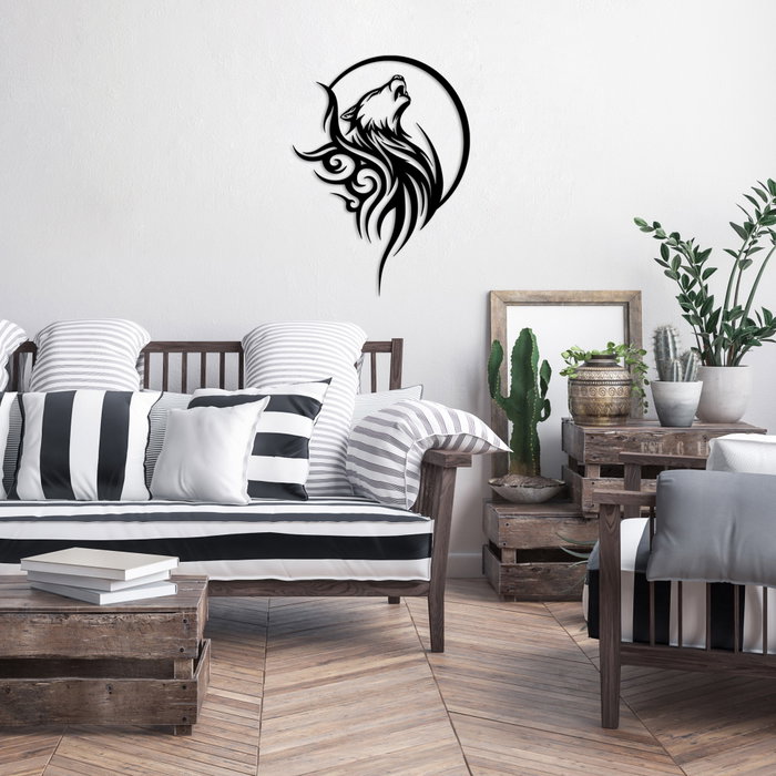 Wallity Wolfmoon Accesorio Decorativo de Pared de Metal Negro